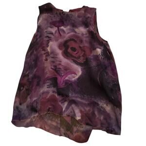 Chanel Boutique Silk Floral Sleeveless Blouse Top M L Multicolor